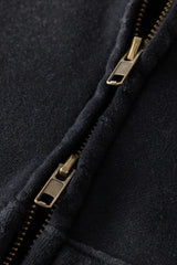 Vintage Spray-Dyed Zip Up Hoodie - Black