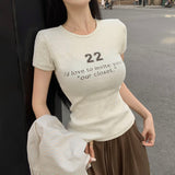 [MADE/7color] タイニーリブレタリング半袖Tシャツ