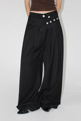 [BELT SET] CROSS LINE WIDE SLACKS