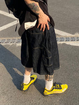 Linen Carpenter denim half pants 2C