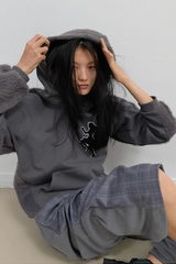 Knit Back Hoodie / Charcoal