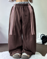 DOWN SNAP 🍩🫐 HALF TRACK 3 LINE PANTS 🍩🫐🩶🖤4COLOR
