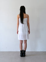 Boho Shirring Mini Dress (White)