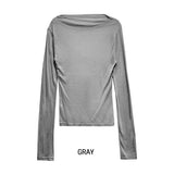オータムシースルーボートネックTシャツ