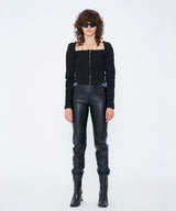 SQUARE NECK RIB CARDIGAN