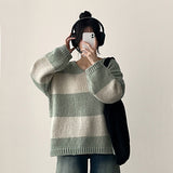Robin color matching Dangara V-neck loose fit knit