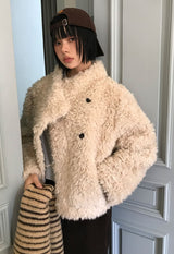 ダイアゴナルボタンファージャケット