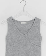 Toara Ribbed Diagonal Cut V-neck Sleeveless