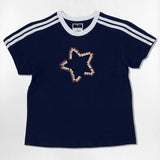 スターフォントロゴセミクロップTシャツ - 6COLOR