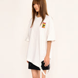 アシンメトリックベルトTシャツ - ホワイト