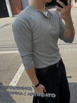 Snap layered muscle long sleeve t-Shirt