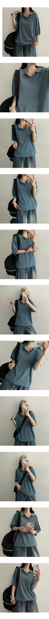 モリ―リネンカラーショートスリーブニット
