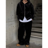 [SET UP가능] Velvet mink crop hood zip up