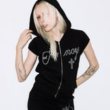 HOTFIX PUFF SLEEVE HOOD ZIP-UP (BLACK) F26QB151