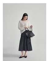 Soft ruffle striped asymmetrical flare skirt