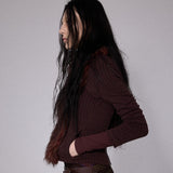 SHEISSHE/KNIT JACQUARD SPLICED FAUX FUR SHORT JACKET