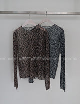 leopard leopard see-through T-shirt