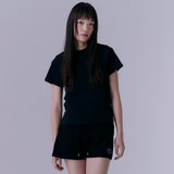 90's スカラップステッチネックTシャツ (BLACK)