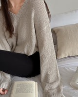 Common linen V-neck knitwear