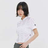 SHIRRING COTTON ZIP UP