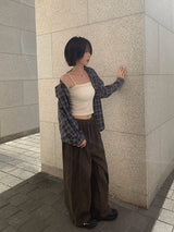 ケッドスナップワイドコットンバンディングロングパンツ