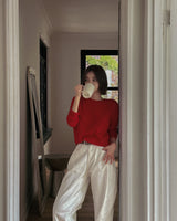Compact cashmere round knit / 5 colors