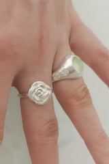 Prehnite Rose Stone Bold Ring