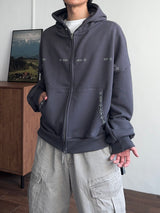 Mute Stud Crop Hoodie Zip-Up (4color) (No.1008)