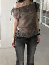 Layer off-shoulder blouse (3 colors)