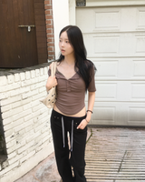 OOTJレース タイ バンディング ブーツカット パンツ