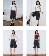 rirri 25 Spring/Summer Collection - Casual Black & White Polka Dot Cropped Pants (High-Density 100% Cotton)