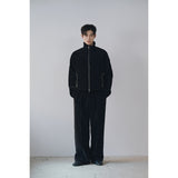 ベルベットコーデュロイカーブクロップジップアップ(Black)