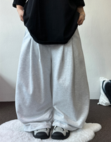 ツーダブルピンタックバルーンワイドロゴパンツ 🤍🩶🖤3カラー