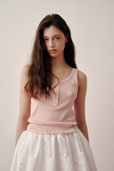 Beads Lip Sleeveless (Cream)