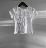 Rail Pintuck Printed Short Sleeve T-shirt