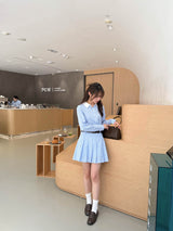 ストライププリーツミニスカパン
