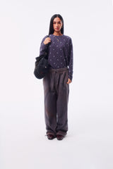 FLEECE SPRAY-DIRT CROSS LINE HEM DRAWSTRING ADJUSTABLE SWEATPANTS