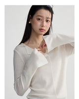 V-neck flared sleeve knit top