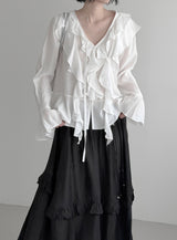 Plumel Ruffle V-Neck Blouse