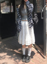 26SS★ [MADE] Riche Over Boxy Check Long Sleeve Wrinkle Shirt