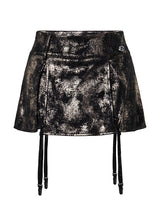 Emoha Punk Elegant Sexy Gilded Leather Skirt