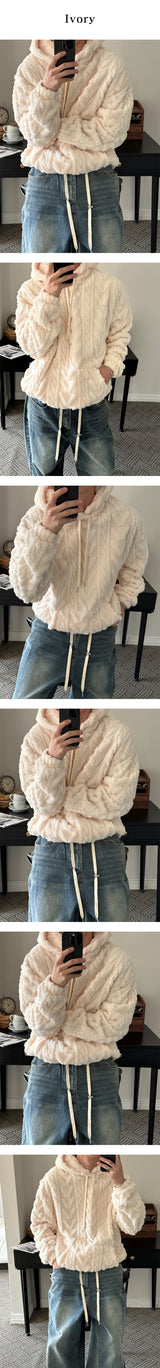 [F/W] Cable sheep hair hood knit(3color)