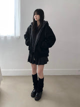 Suede fur hooded jumper (2 colors)