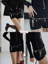 ハートキーリングシルバーゴールドチェーンベルト