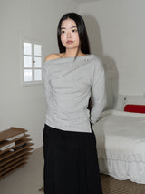 ONE-SHOULDER ELASTIC T (MELANGE)