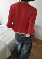 RIB U-NECK CARDIGAN
