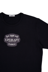 [UPDRAFT]APPLIQUE COTTON T-SHIRT BLACK