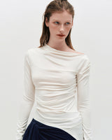 One Shoulder Draped Jersey Top _ BLACK