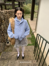 ウールシックボールドニットウェアジップアップカーディガン