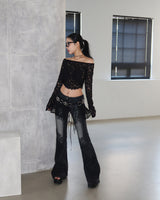 Rose dark blue low bootcut jeans